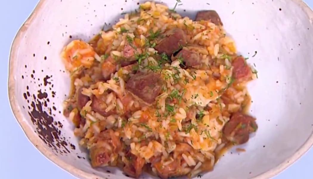 Arroz atollado con pollo y chorizo Arroz atollado con pollo y chorizo