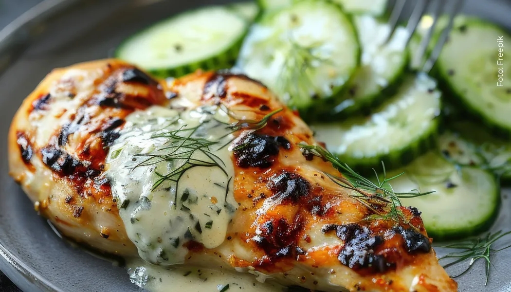 Receta pechuga de pollo en salsa de pepino y yogur Receta pechuga de pollo en salsa de pepino y yogur
