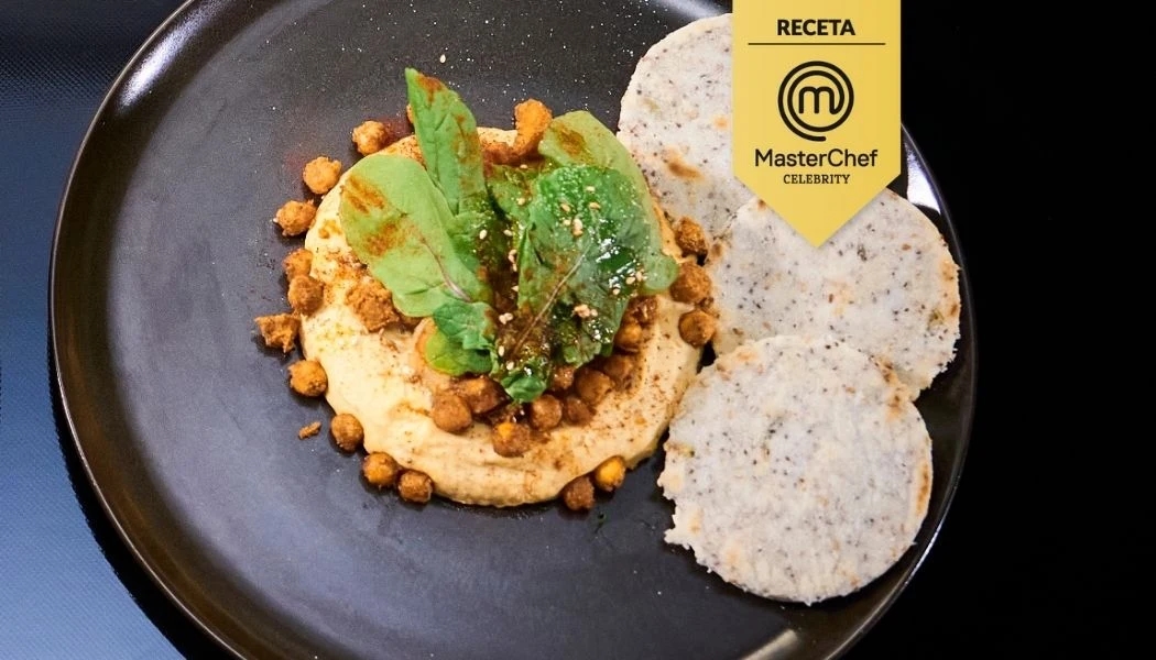 Receta hummus con camarones y arepa de arroz. Receta hummus con camarones y arepa de arroz.