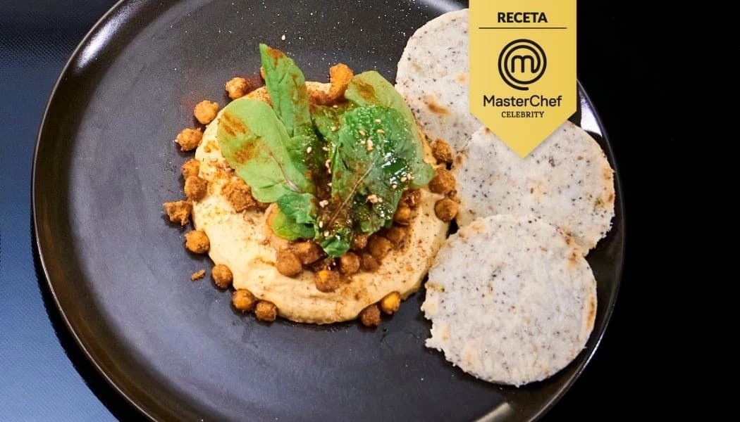 Receta hummus con camarones y arepa de arroz Receta hummus con camarones y arepa de arroz.