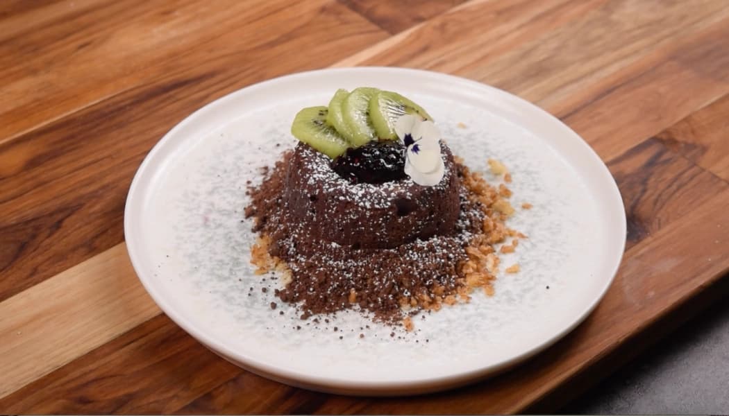 Volcán de chocolate con ñame Volcán de chocolate con ñame